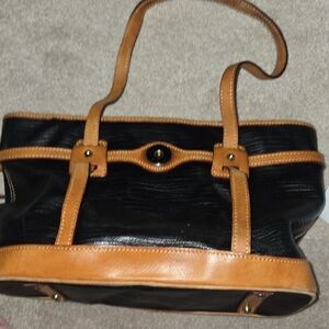 Vintage Dooney And Bourke Black and Tan Women's Handbag